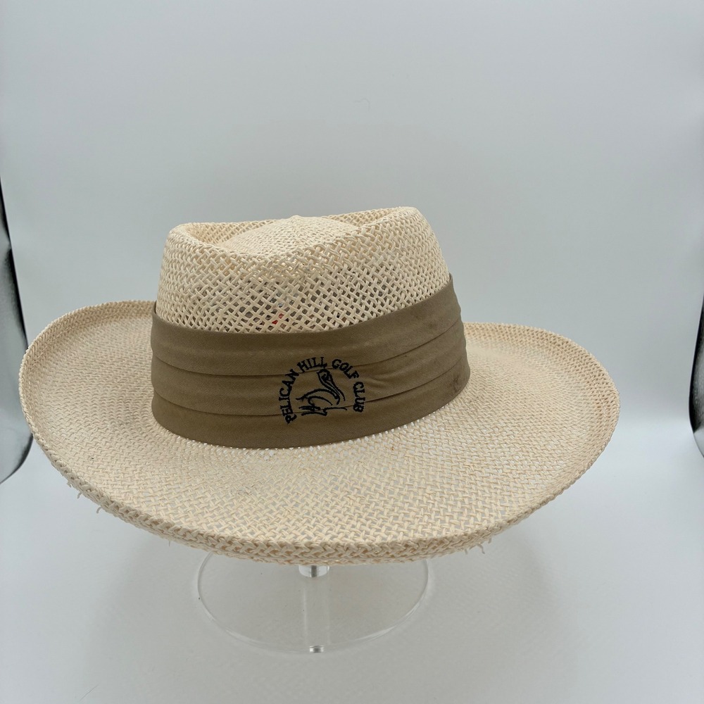 Pelican Hill Golf Club Straw Hat Ribbon Flower Accent Resort Style